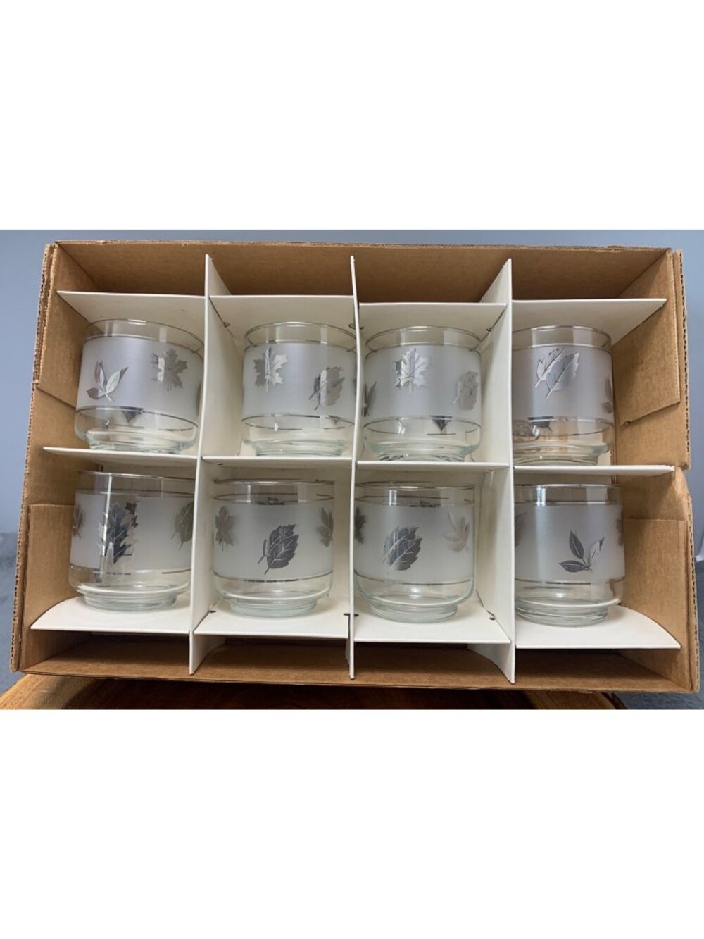 Libbey Silver Foliage 9.5 oz Old Fashioned Glasses Set Vintage Hostess Glassware